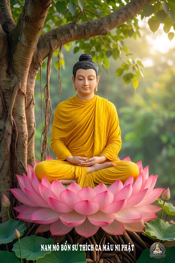 Tranh Phật Thích Ca ngồi thiền bên gốc bồ đề (205)